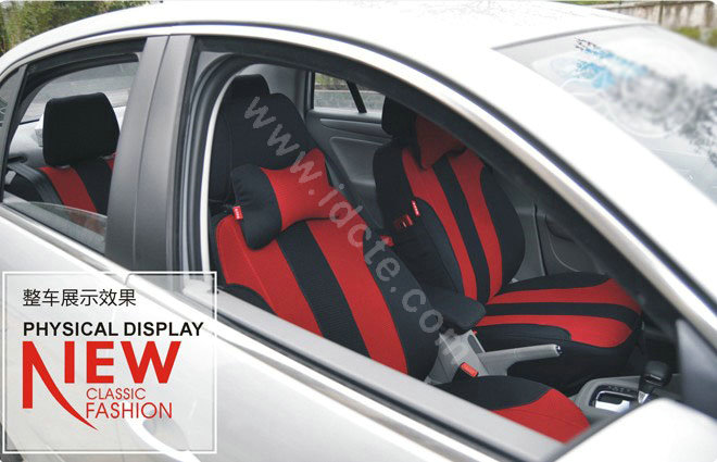 VV Stripe cotton Custom Auto Car Seat Cover Set - Red Black