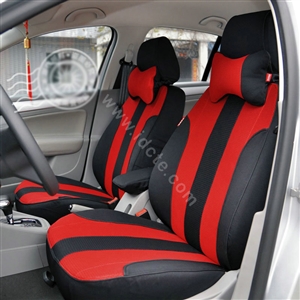 VV Stripe cotton Custom Auto Car Seat Cover Set - Red Black