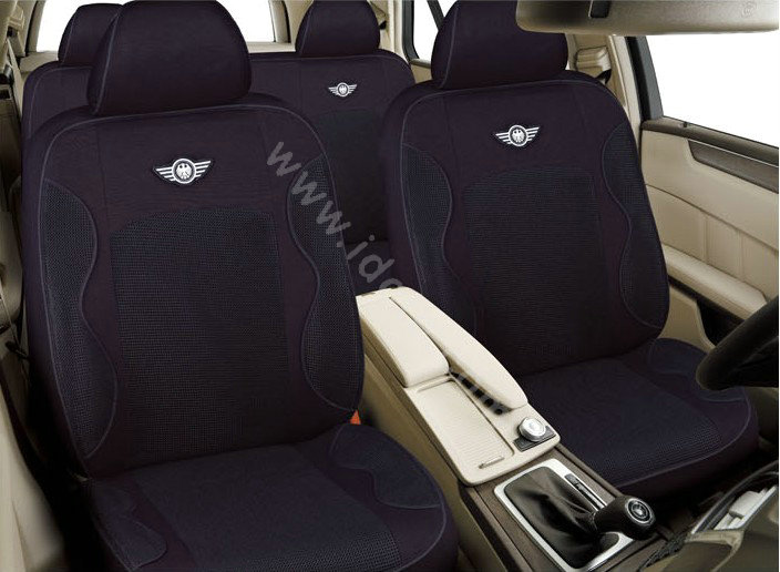 VV knitted fabric mesh Custom Auto Car Seat Cover Set - Black