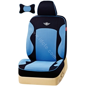 VV knitted fabric mesh Custom Auto Car Seat Cover Set - Sky-blue Black