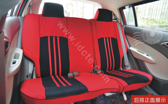 VV mesh Stripe Custom Auto Car Seat Cover Set - Black Red