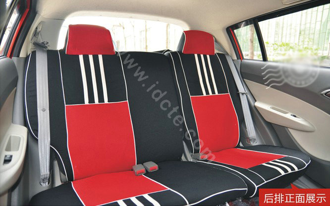 VV mesh Stripe Custom Auto Car Seat Cover Set - Red Black