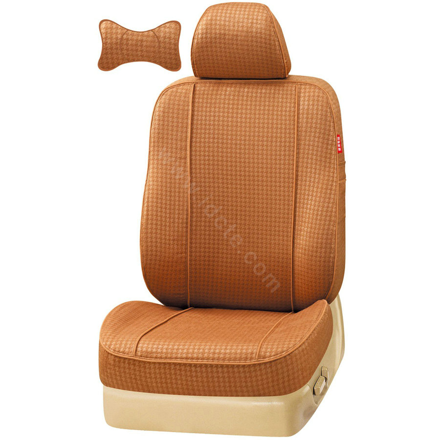 VV grid cloth Stripe Custom Auto Car Seat Cover Set - Coffee