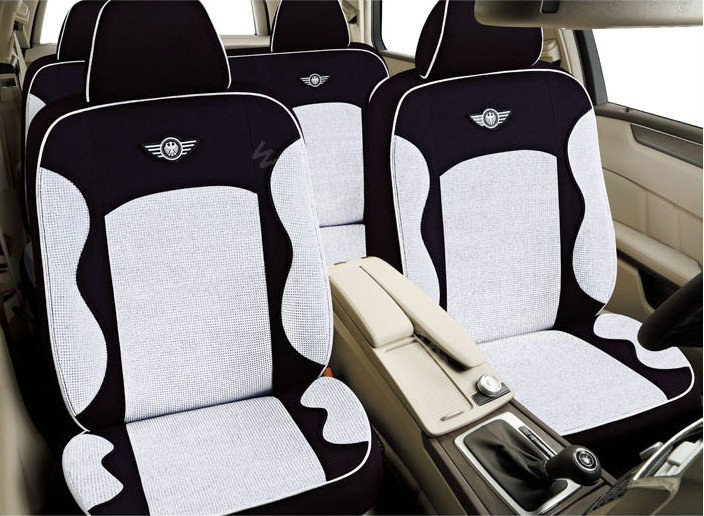 VV knitted fabric mesh Custom Auto Car Seat Cover Set - Gray Black