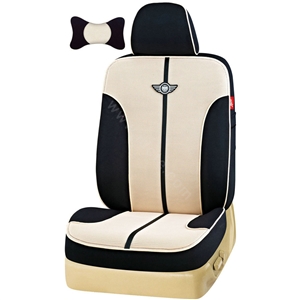 VV knitted mesh Stripe Custom Auto Car Seat Cover Set - Beige Black