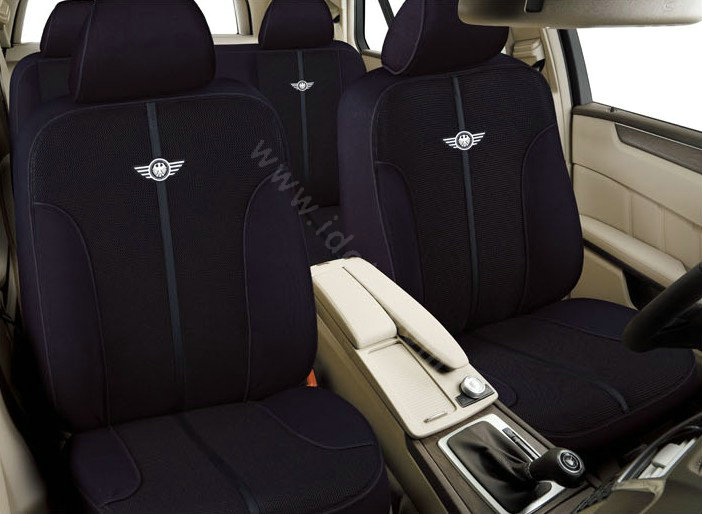 VV knitted mesh Stripe Custom Auto Car Seat Cover Set - Black