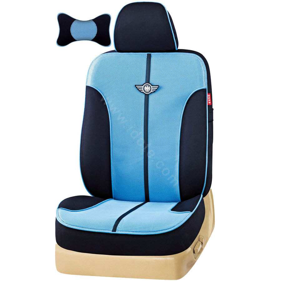 VV knitted mesh Stripe Custom Auto Car Seat Cover Set - Blue Black