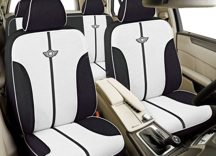 VV knitted mesh Stripe Custom Auto Car Seat Cover Set - Light gray Black