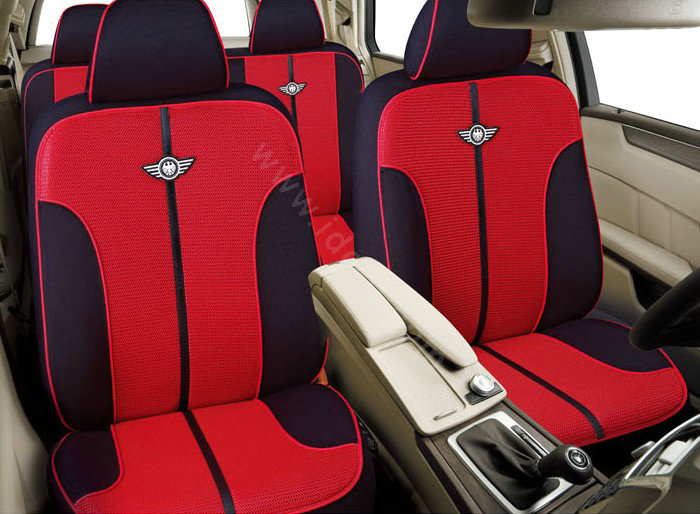 VV knitted mesh Stripe Custom Auto Car Seat Cover Set - Red Black