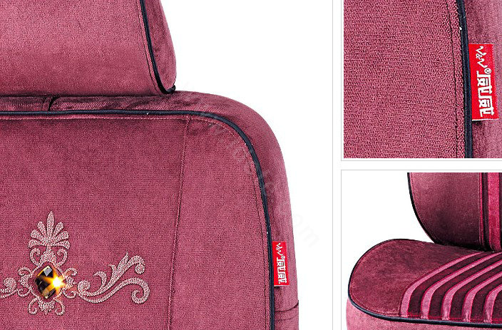 VV stripe camel velvet Custom Auto Car Seat Cover Set - Red