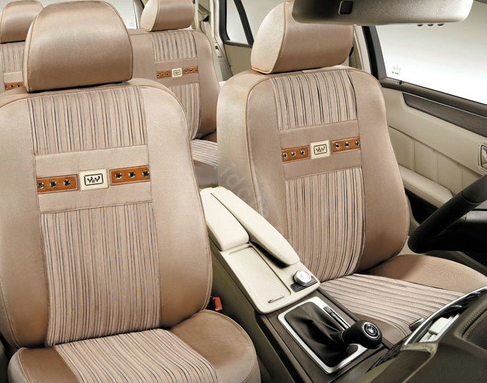 VV stripe taslan Custom Auto Car Seat Cover Set - Beige