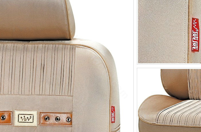 VV stripe taslan Custom Auto Car Seat Cover Set - Beige