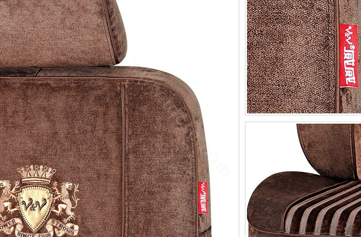 VV stripe velvet Custom Auto Car Seat Cover Set - Coffee