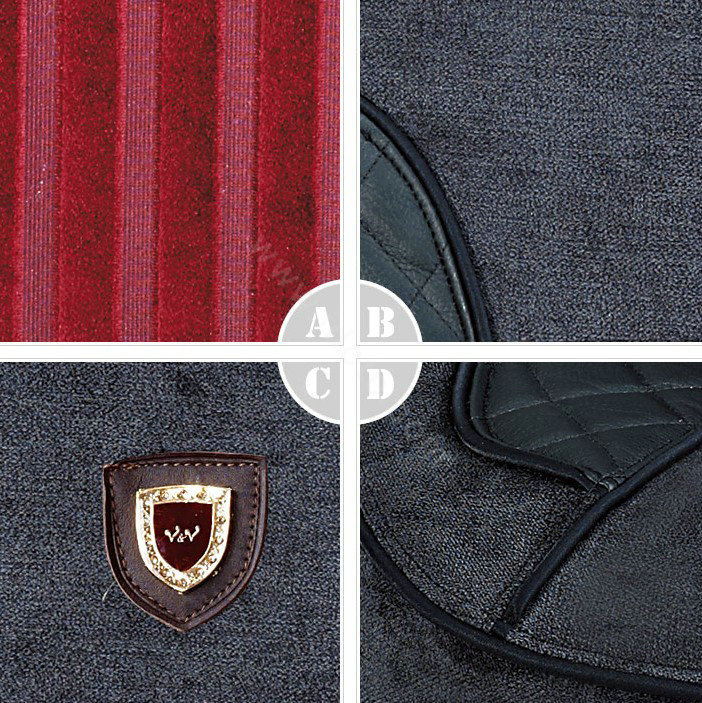 VV velvet Stripe Custom Auto Car Seat Cover Set - Gray Red