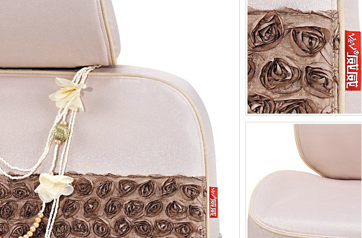 VV 3D flower Lyocell Custom Auto Car Seat Cover Set - Coffee