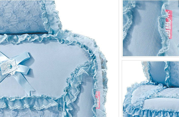 VV 3D satins flower lace Custom Auto Car Seat Cover Set - Blue