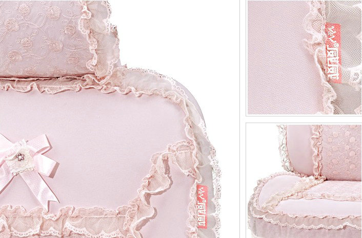 VV 3D satins flower lace Custom Auto Car Seat Cover Set - Pink