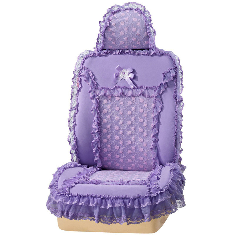 VV 3D satins flower lace Custom Auto Car Seat Cover Set - Purple
