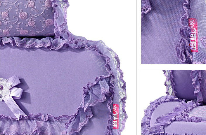 VV 3D satins flower lace Custom Auto Car Seat Cover Set - Purple