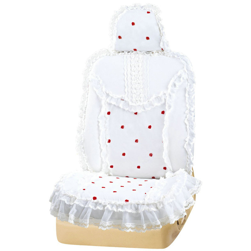 VV 3D satins flower lace Custom Auto Car Seat Cover Set - White