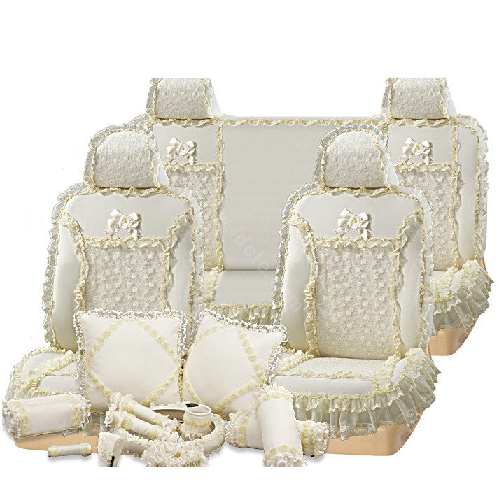 VV 3D satins flower lace Custom Auto Car Seat Cover Set - Yellow