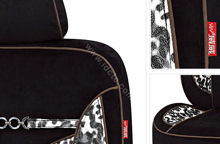 VV Leopard Faux Leather Custom Auto Car Seat Cover Set - Black