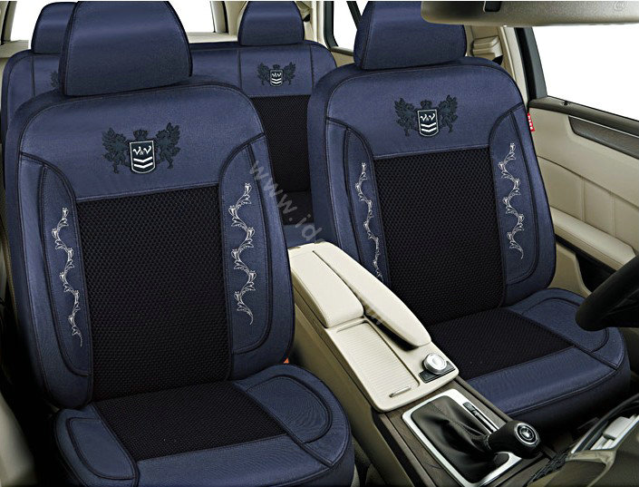 VV Lyocell mesh Custom Auto Car Seat Cover Set - Black Blue