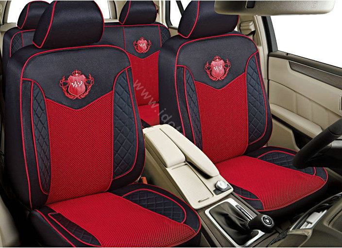 VV Lyocell mesh Custom Auto Car Seat Cover Set - Black Red