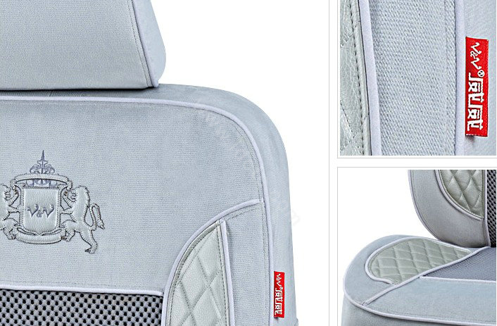VV camel velvet mesh Custom Auto Car Seat Cover Set - Gray