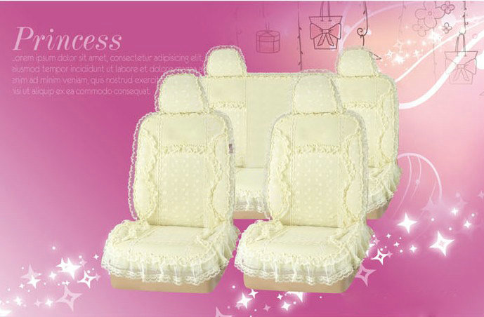 VV lace microfiber Custom Auto Car Seat Cover Set - Beige