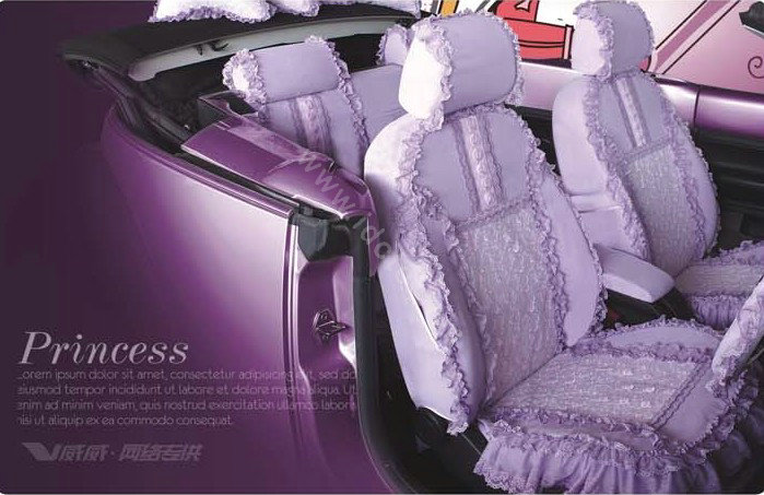 VV lace microfiber Custom Auto Car Seat Cover Set - Purple