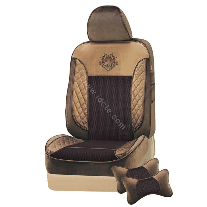 VV velvet mesh Custom Auto Car Seat Cover Set - Coffee Brown