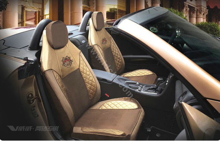 VV velvet mesh Custom Auto Car Seat Cover Set - Coffee Brown