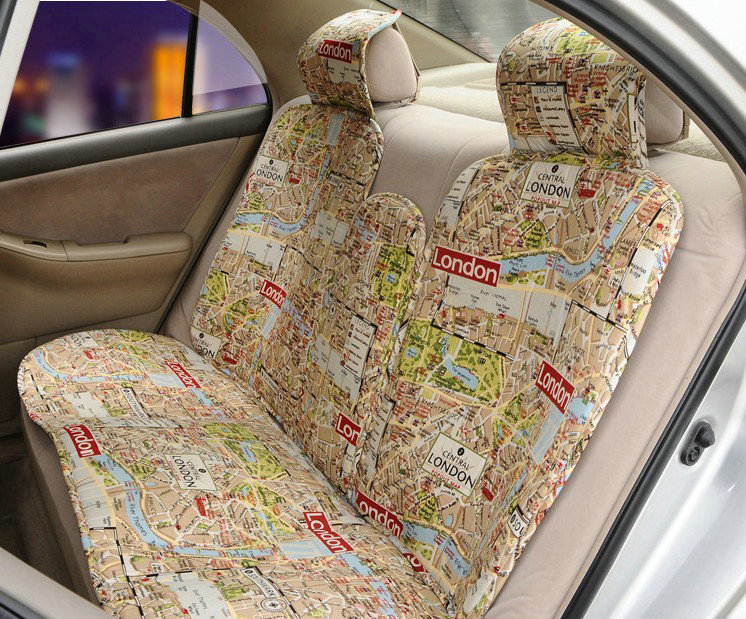 OULILAI British Fashion Traffic line Universal Auto Car Seat Cover Cushion 9pcs - Beige