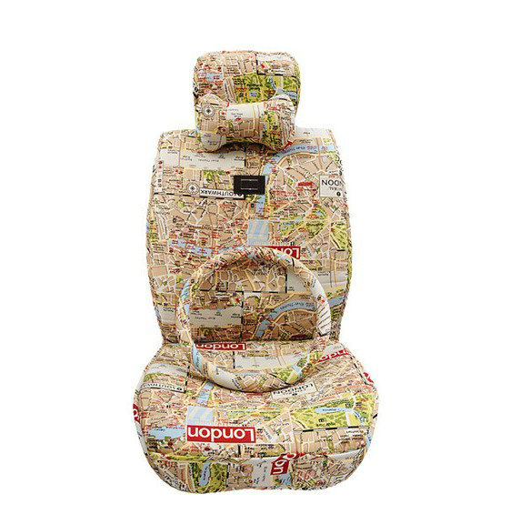OULILAI British Fashion Traffic line Universal Auto Car Seat Cover Cushion 9pcs - Beige