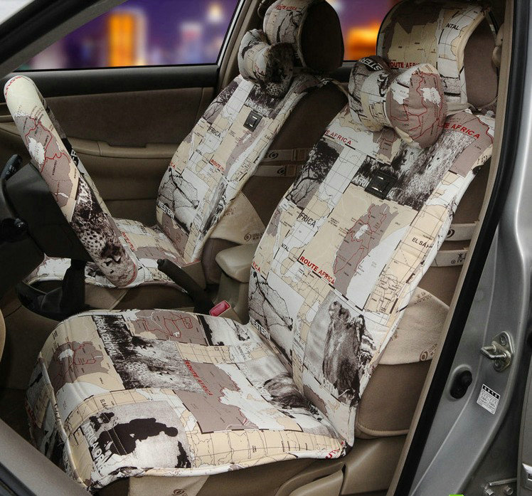 OULILAI British Fashion city pattern Universal Auto Car Seat Cover Cushion 9pcs - Beige