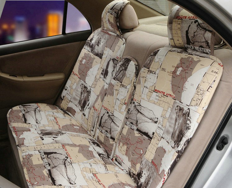 OULILAI British Fashion city pattern Universal Auto Car Seat Cover Cushion 9pcs - Beige