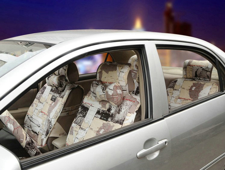 OULILAI British Fashion city pattern Universal Auto Car Seat Cover Cushion 9pcs - Beige