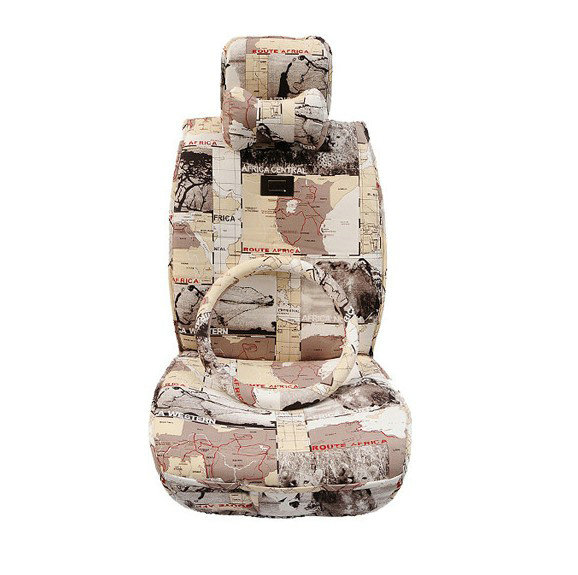 OULILAI British Fashion city pattern Universal Auto Car Seat Cover Cushion 9pcs - Beige