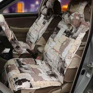 OULILAI British Fashion city pattern Universal Auto Car Seat Cover Cushion 9pcs - Beige