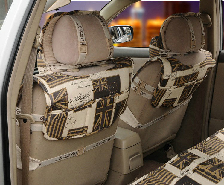 OULILAI British Fashion flag Universal Auto Car Seat Cover Cushion 9pcs - Brown