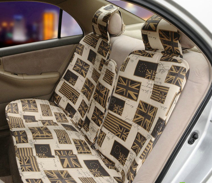 OULILAI British Fashion flag Universal Auto Car Seat Cover Cushion 9pcs - Brown