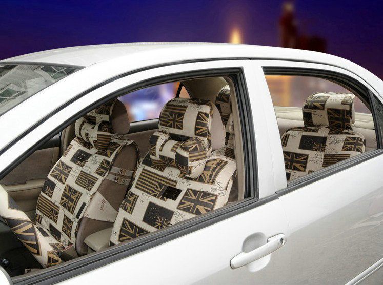 OULILAI British Fashion flag Universal Auto Car Seat Cover Cushion 9pcs - Brown