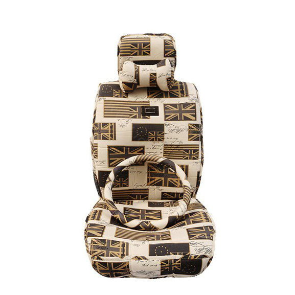 OULILAI British Fashion flag Universal Auto Car Seat Cover Cushion 9pcs - Brown