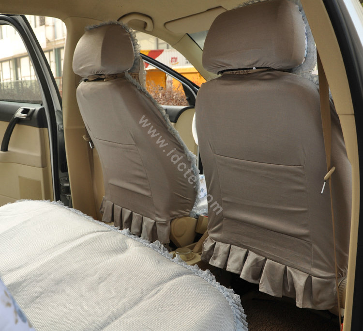 Floral print Bowknot Lace Universal Auto Car Seat Cover Set 21pcs ice silk - Gray