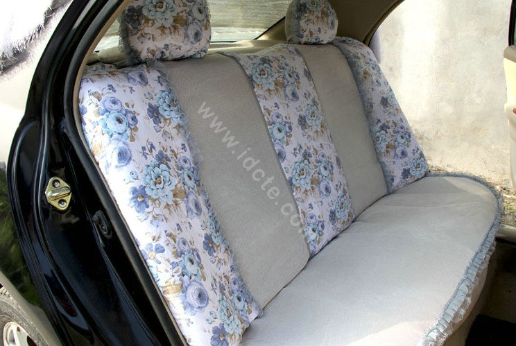Floral print Lace Bowknot Universal Auto Car Seat Cover Set 21pcs ice silk - Gray