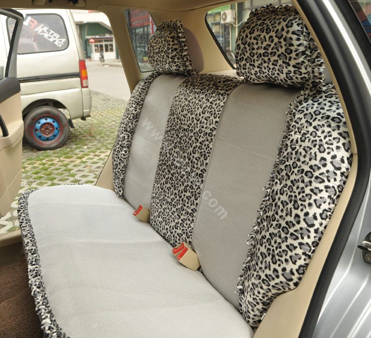 Leopard Lace Universal Auto Car Seat Cover Set 21pcs ice silk - Gray