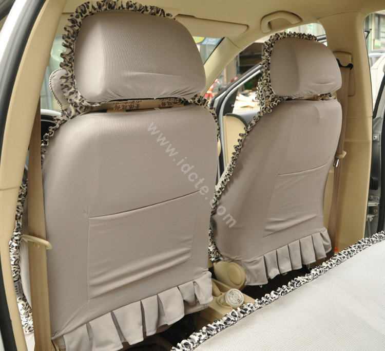 Leopard Lace Universal Auto Car Seat Cover Set 21pcs ice silk - Gray