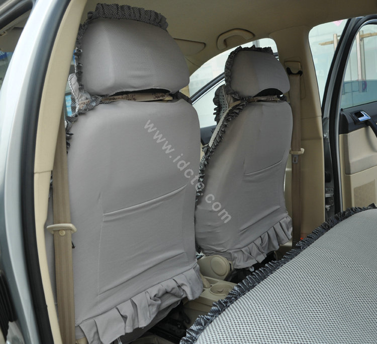 Round dot Lace Universal Auto Car Seat Cover Set 21pcs ice silk - Gray