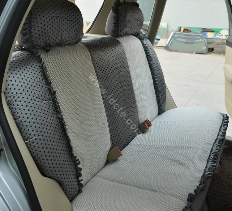 Round dot Lace Universal Auto Car Seat Cover Set 21pcs ice silk - Gray